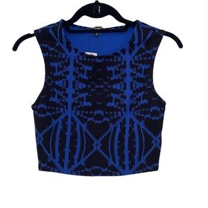 Express Abstract Crop Sleeveless Fitted Top